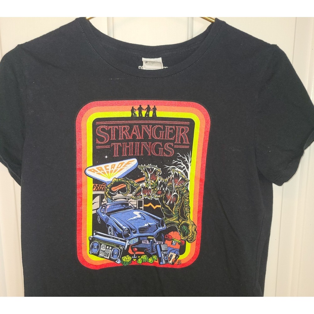 Stranger Things Netflix 80's Retro womens Black Vintage Style T-Shirt Small